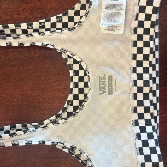 Vans Black and White Checkered Sports Bra Intimates - Picture 3 of 4